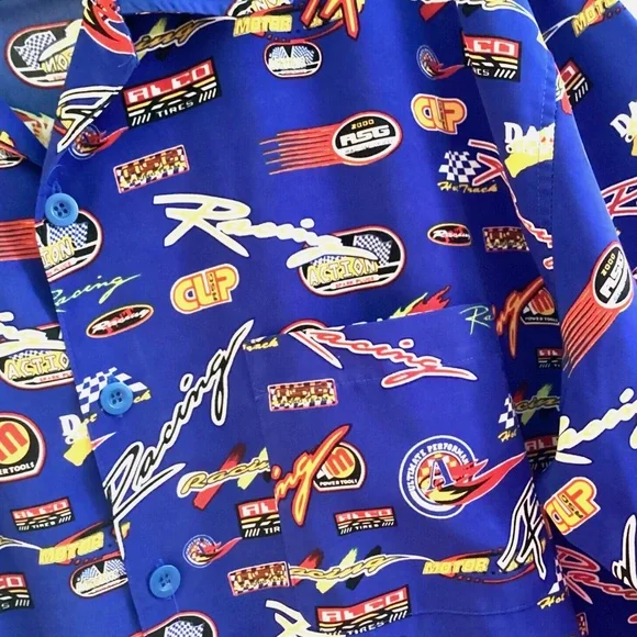 Racing Men’s Shirt Button Up Team Decals Micro Touch Arctic XL - Picture 4 of 9